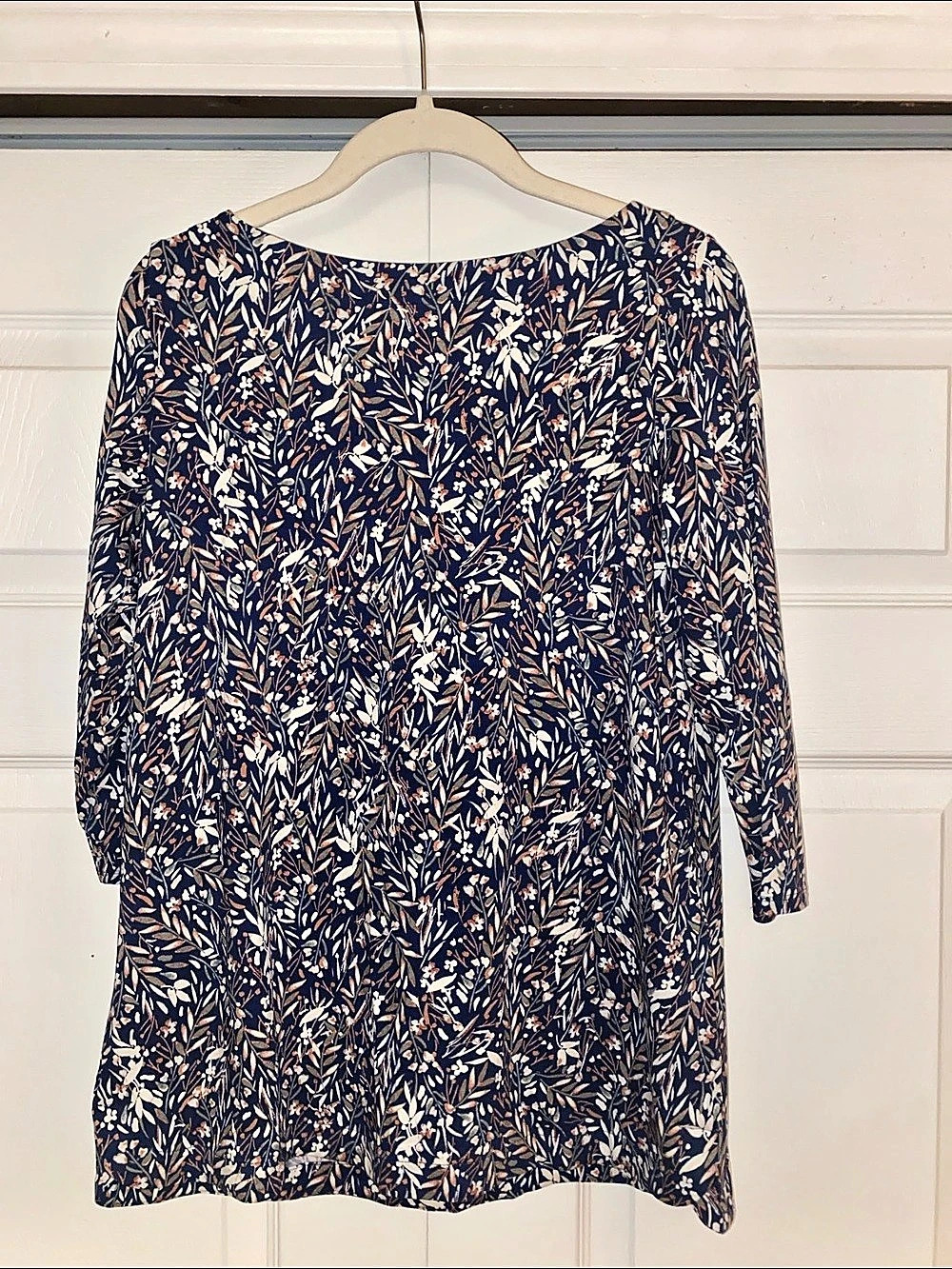 J Jill Floral three-quarter sleeve tunic in Blue & White Size Small